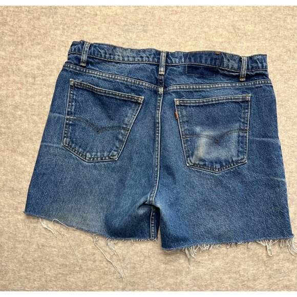 Vintage 80's DIY Cutoff Denim Jean Shorts Levi's Orange Label 38" Waist - Picture 3 of 9